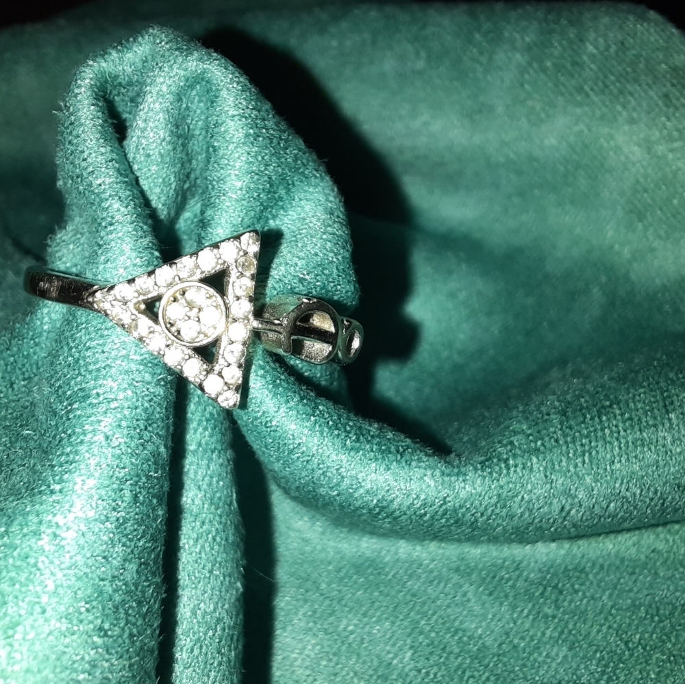 925 Silver Traingle and Moon Ring